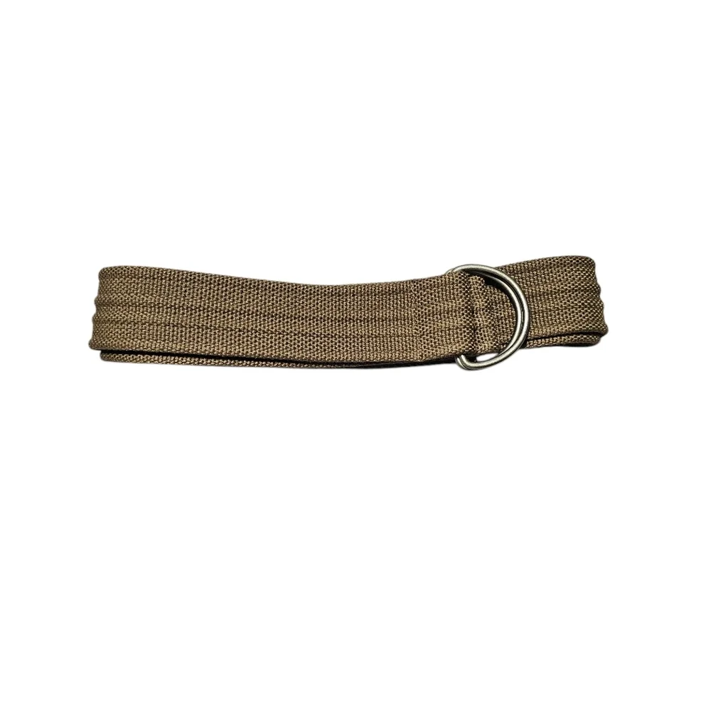2pk Tan Canvas Woven Belt with D Ring Silver Buckles
